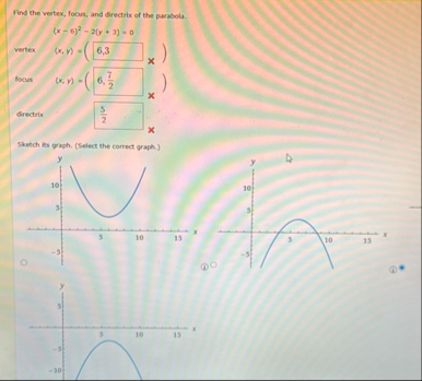 Find the vertex, focus, and directrix of the