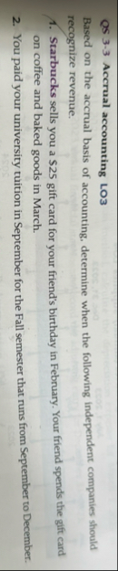 Q 5 3 - 3 Accrual accounting LO 3 Based on the
