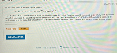 The wind - chili index is modeled by the function