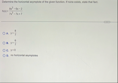 Determine the horizontal asymptote of the given