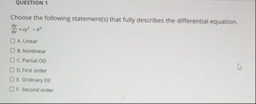QUESTION 1 Choose the following statement ( s )