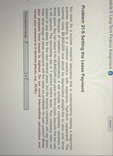 odule 5 : Long - Term Finance Assignment ( i