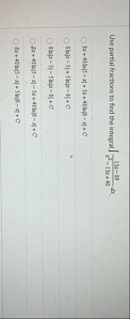 Use partial fractions to find the integral 1 3 x
