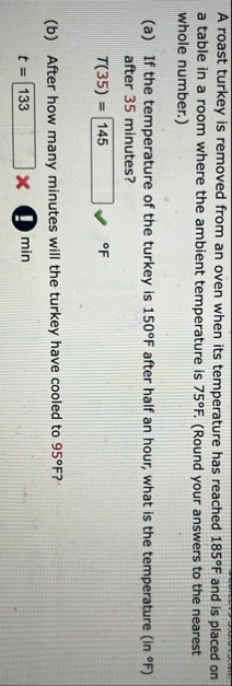 A roast turkey is removed from an oven when its