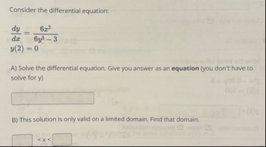 Consider the differential equation: d y d x = 6 x
