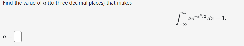 Find the value o f a ( t o three decimal places )