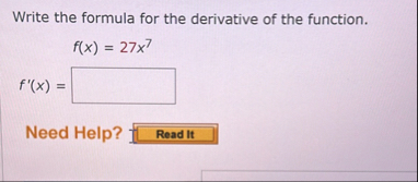 Write the formula for the derivative of the