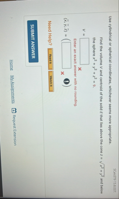 SCalcET 9 1 5 . 8 . 0 3 7 . Use cylindrical or