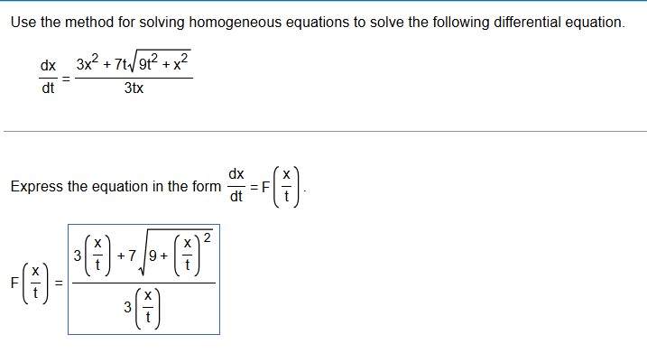 Use the method for solving homogeneous equations