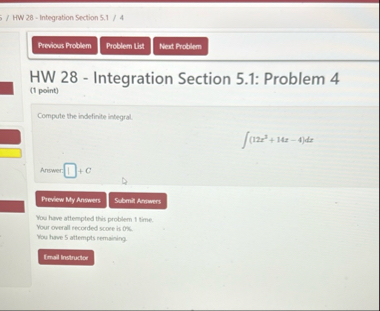 HW 2 8 - Integration Section 5 . 1 / 4 HW 2 8 -
