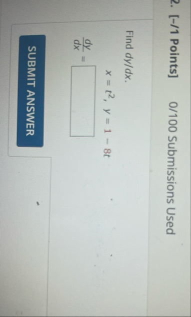 [ - / 1 Points ] 0 / 1 0 0 Submissions Used Find