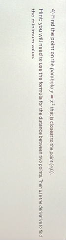 Find the point on the parabola y = x 2 that is
