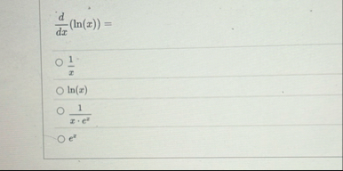 d d x ( l n ( x ) ) = 1 x l n ( x ) 1 x * e 2 e z
