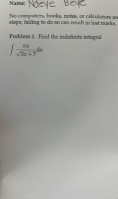 Name Noye Beye No computers, books, notes, or