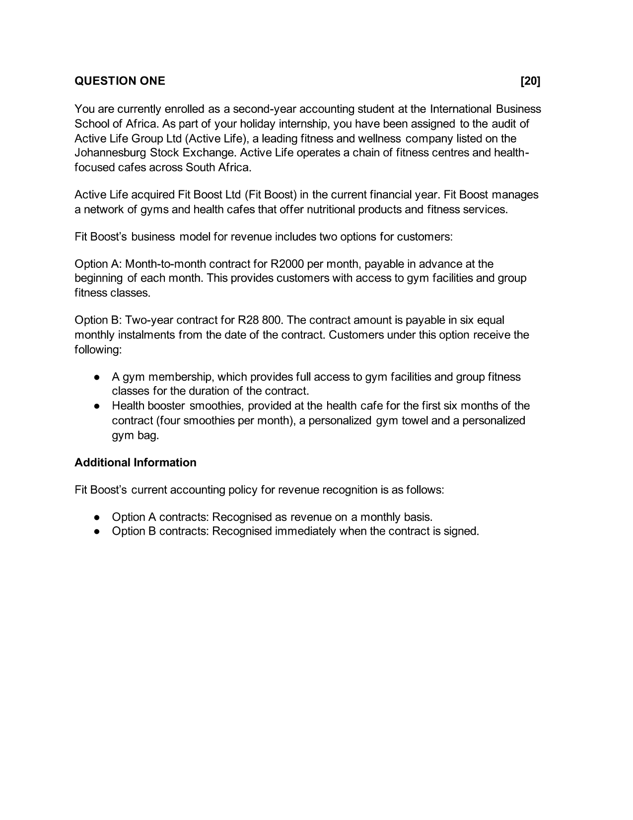 QUESTION ONE You are currently enrolled as a