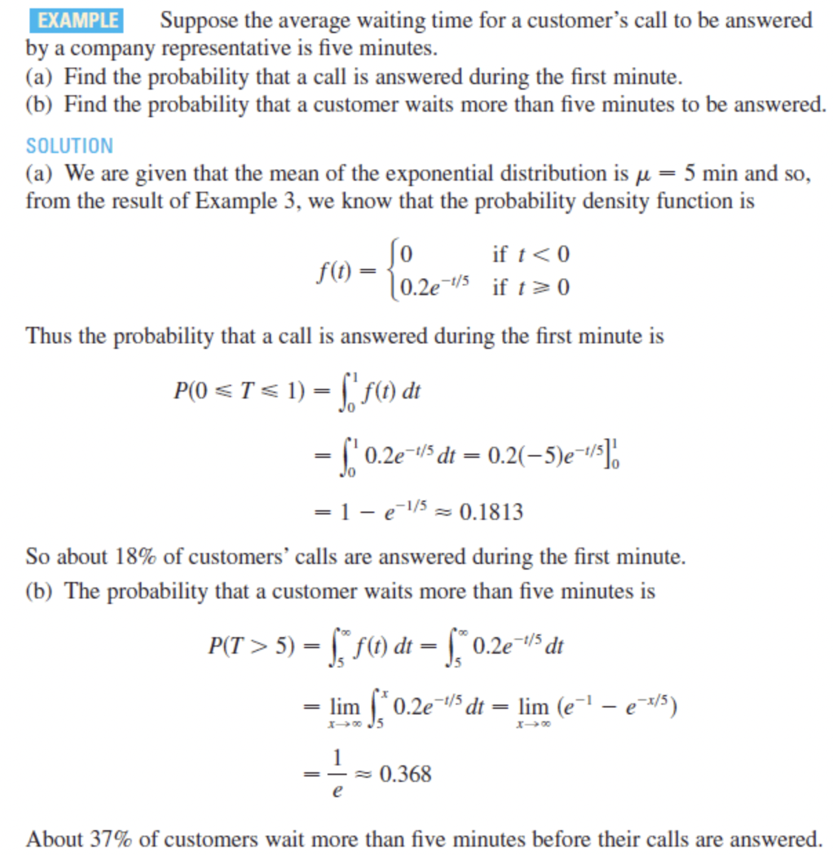 EXAMPIE Suppose the average waiting time for a