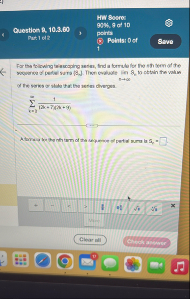 Question 9 , 1 0 . 3 . 6 0 Part 1 of 2 HW Score: