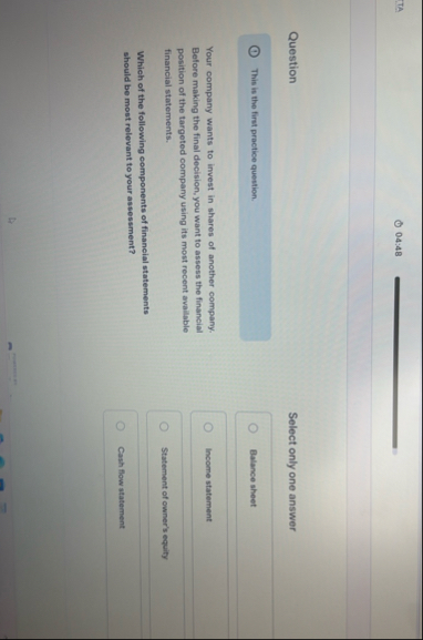 0 4 : 4 8 Question This is the first practice