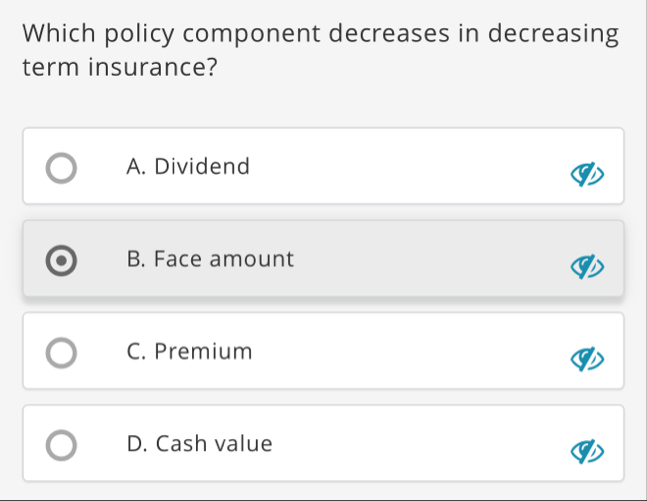 Which policy component decreases in decreasing