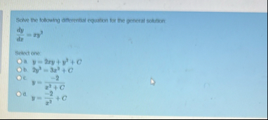 Solve the following dinerential equation for the