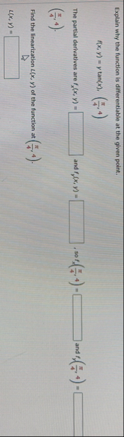 Explain why the function is differentiable at the