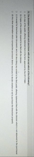 The developer must furnish each purchaser with