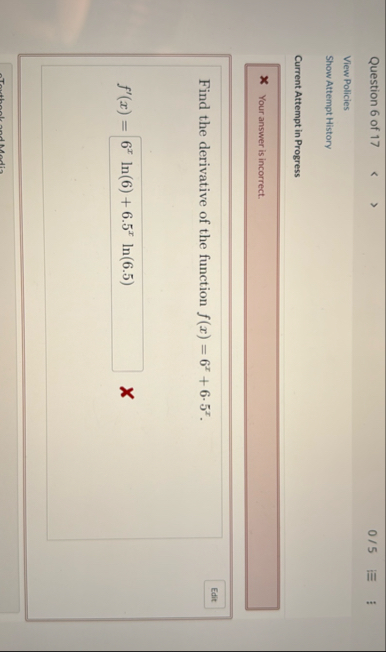 Question 6 of 1 7 0 5 View Policies Show Attempt
