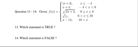 Question 1 3 - 1 4 : Given Write 5 false and 5