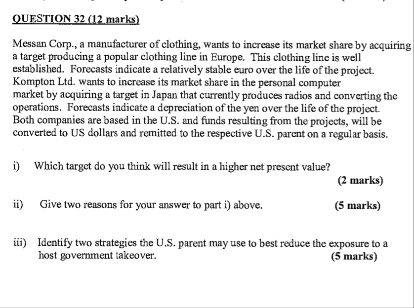 QUESTION 3 2 ( 1 2 marks ) Messan Corp., a