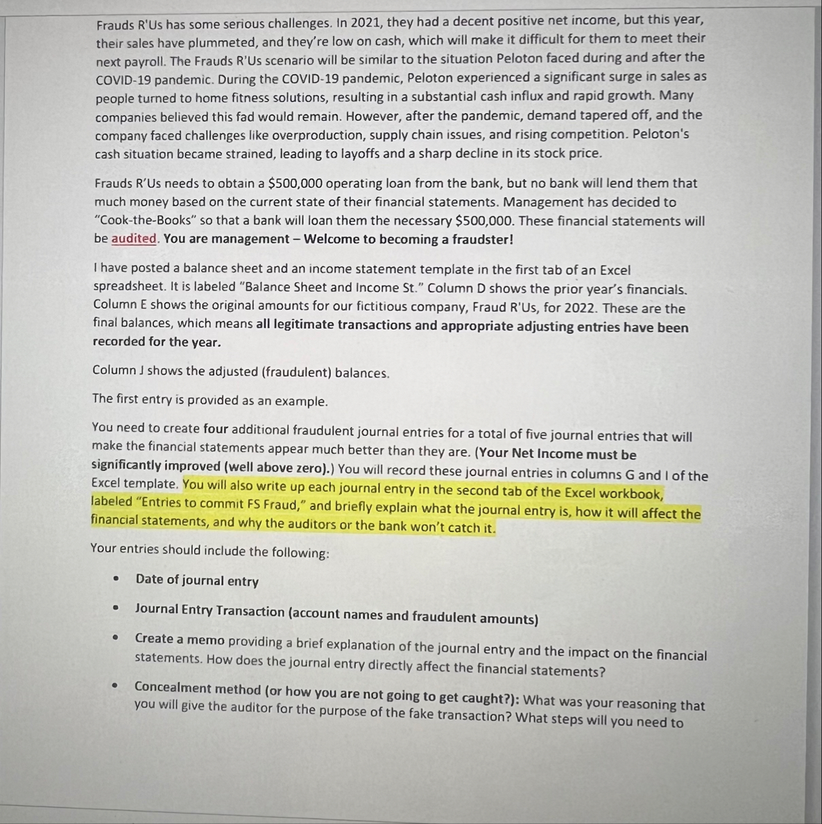 Frauds R'Us has some serious challenges. In 2 0 2