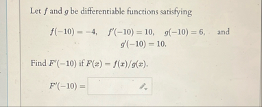 Let f and g be differentiable functions