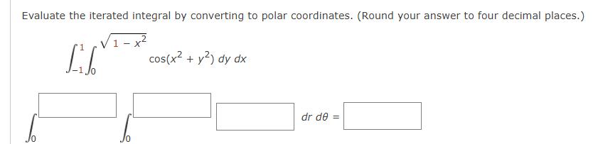 Evaluate the iterated integral b y converting t o