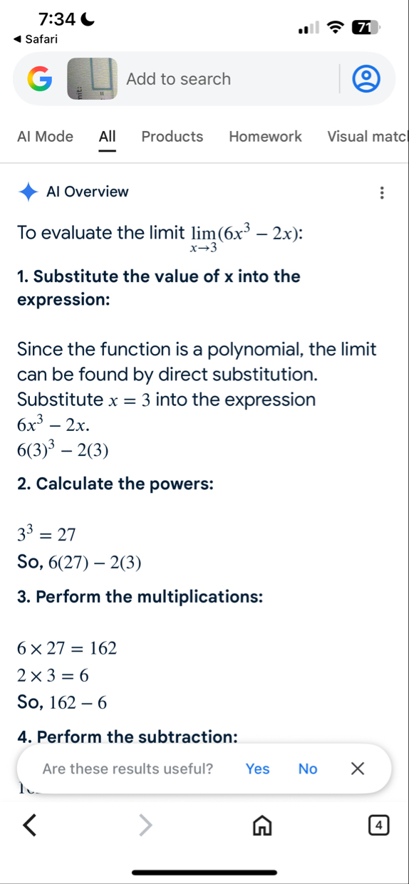 7 : 3 4 7 1 Safari G Add to search Al Mode All