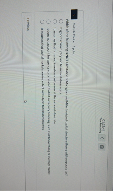 0 1 : 5 2 : 4 4 Time Remaining 5 Multiple Choice