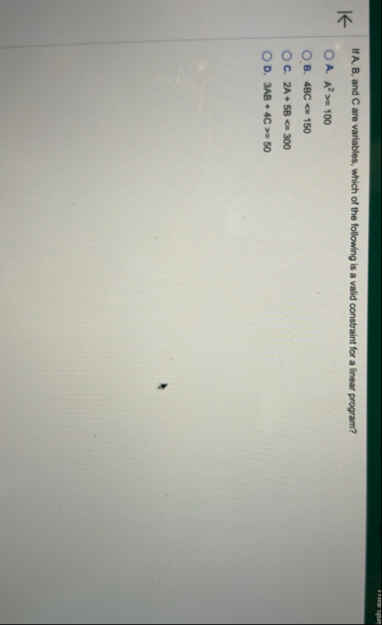 If A , B , and C are variables, which of the