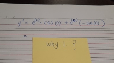 y ' = e ( 0 ) * c o s ( 0 ) + e ( 0 ) ( - s i n (