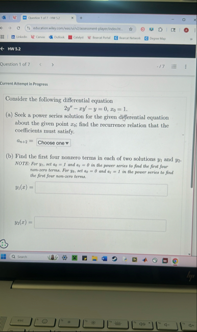 HW 5 . 2 Question 1 of 7 - / 7 Current Attempt in