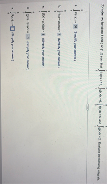 Consider two functions f and g on 1 , 8 such that