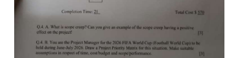 Q . 4 . A . What is scope creep? Can you give an
