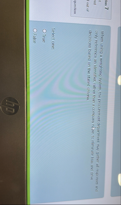 When using a weighting system, the procurement