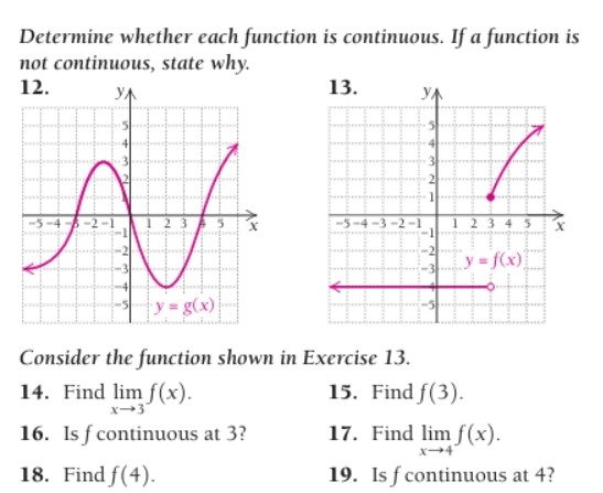 Determine whether each function is continuous. If