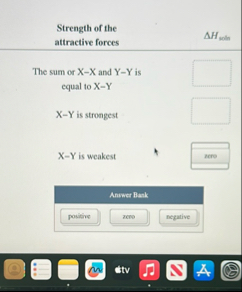 Strength of the attractive forces H s o l n The