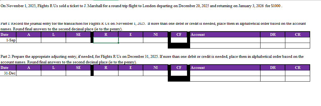 On November 1 , 2 0 2 5 , Flights R Us sold a