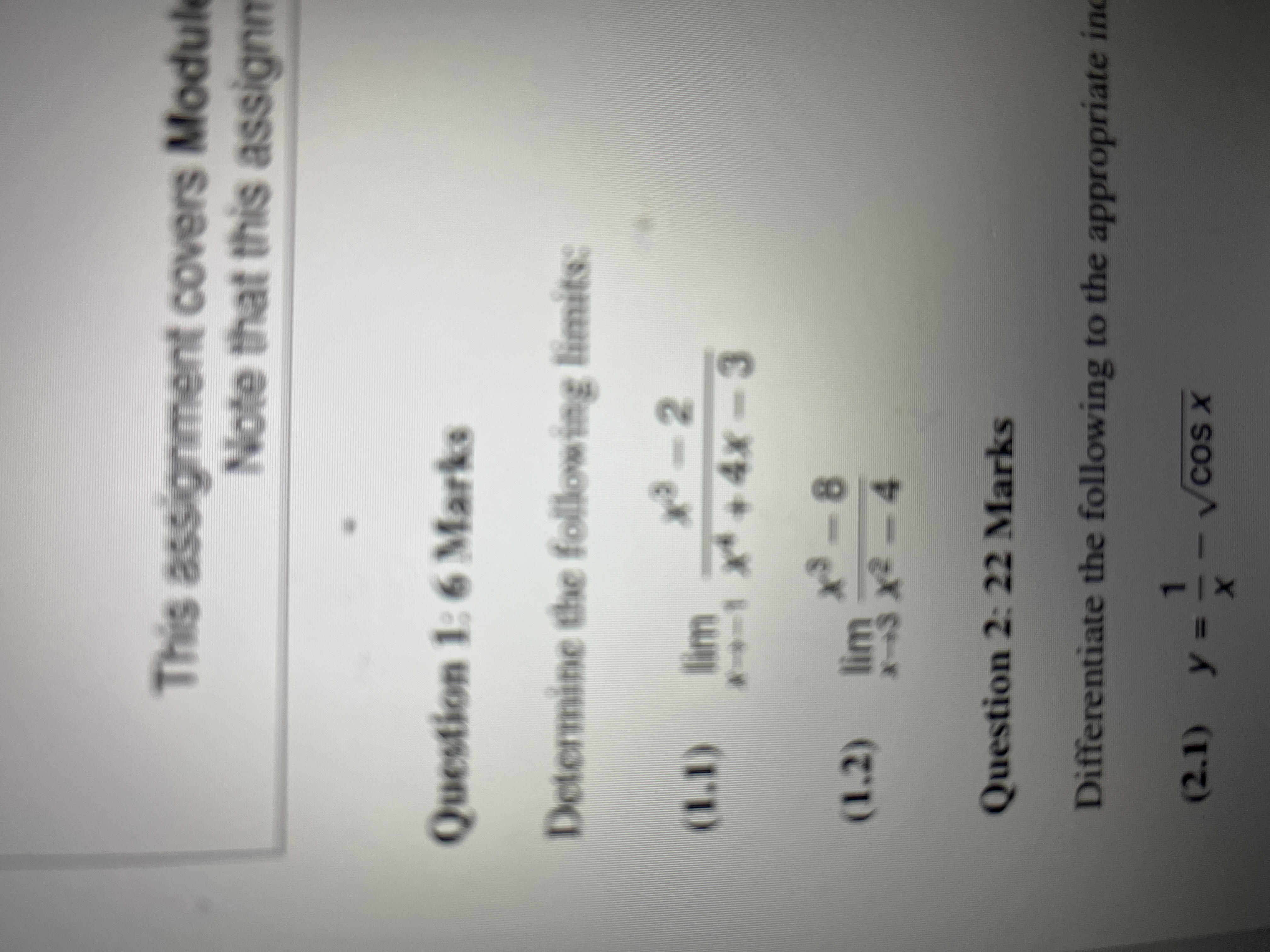 Question 1 Marks Determine the following l i m i