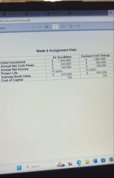 Using the template caculaye thr NPv , payback,