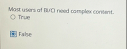 Most users of BI / CI need complex content. True