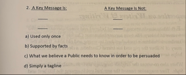 A Key Message Is: A Key Message Is Not: a ) Used