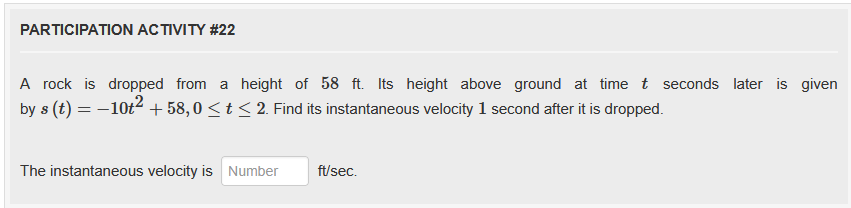 PARTICIPATION ACTIVITY # 2 2 A rock i s dropped