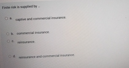 Finite risk is supplied by . . . a . captive and
