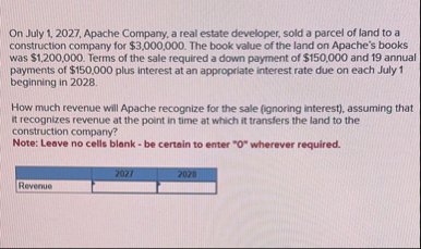 On July 1 , 2 0 2 7 , Apache Company, a real
